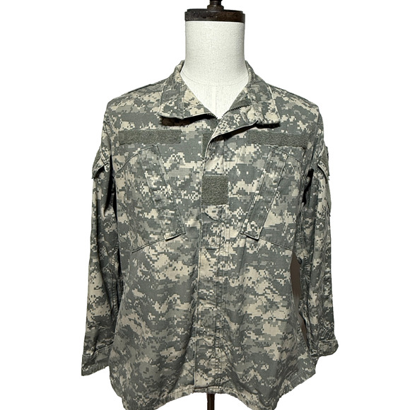 Army Coat Mens Medium Regular Green Digital Camo Full Zip Combat Uniform Jacket - Picture 1 of 9